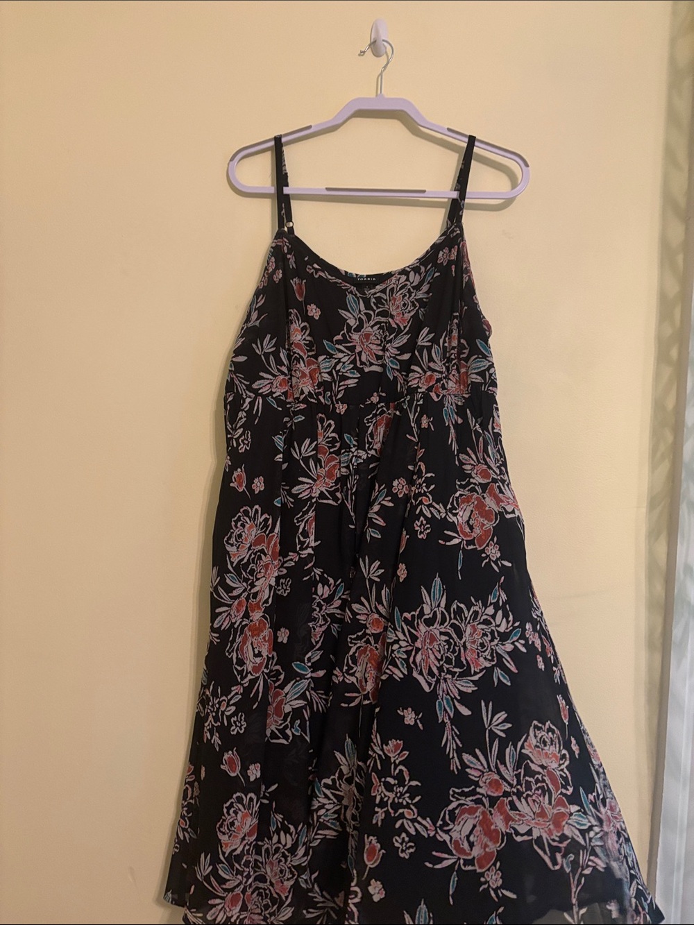 Torrid Black Dress with Pink and Teal Floral Accents